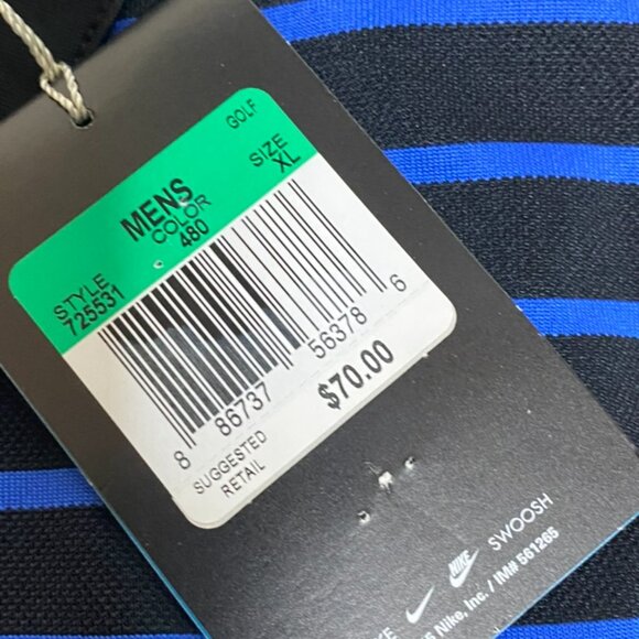 Nike Standard Fit golf polo shirt blue black stripe XL men's NWT - Picture 7 of 7